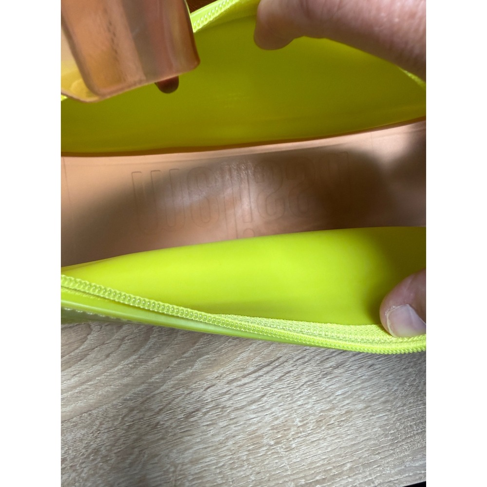 Melissa Moon Bag Neon Lime Green Brown PVC Crossbody Hobo Adjustable Logo Strap - Picture 5 of 7
